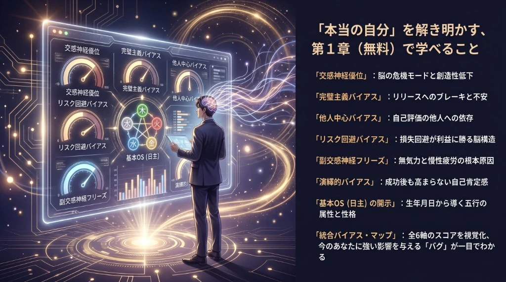 無料診断で生まれ持った傾向と無意識ブレーキを可視化するイメージ